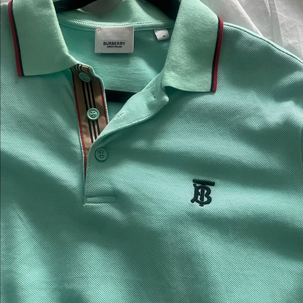 Burberry Light Green Polo with Embroidered Logo NWOT